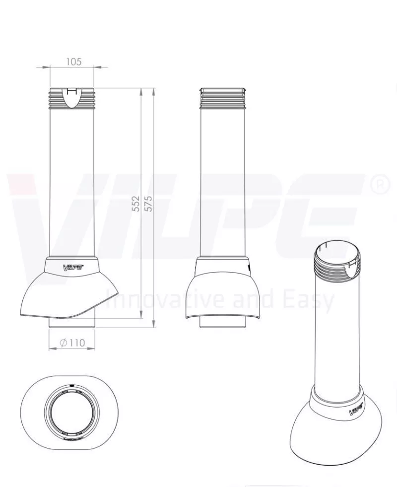 Вентиляционный выход канализации 110/500 синий купить в краснодаре