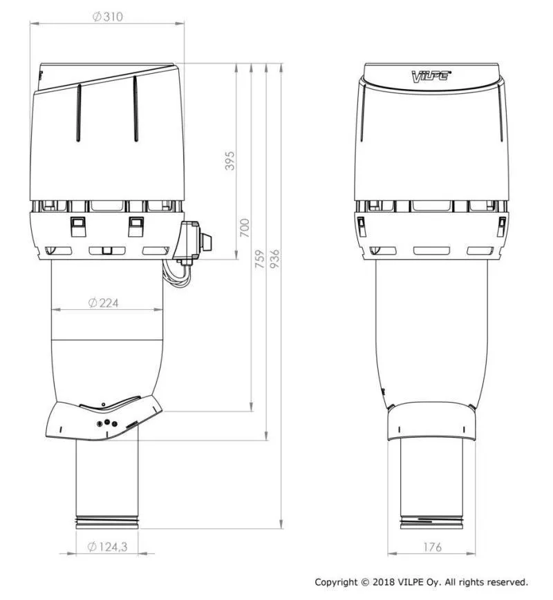 Вентилятор FLOW ECo125Р/700 красный ( = ECo190) купить в краснодаре