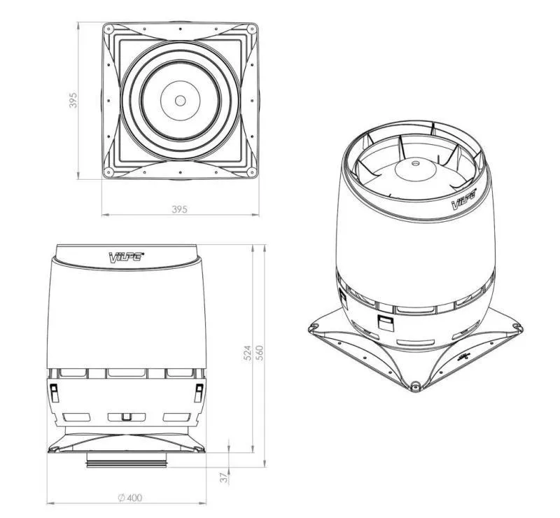 Вентилятор FLOW ECo200S + основание 400x400 серый купить в краснодаре