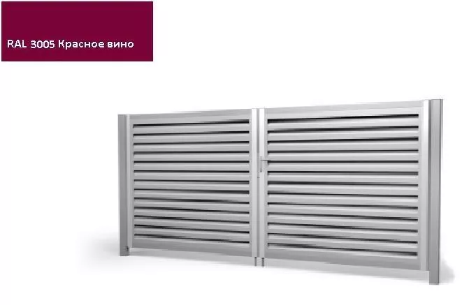 Ворота распашные Жалюзи 1,68х3,6 RAL 3005 Красное вино без заполнения GL купить в краснодаре
