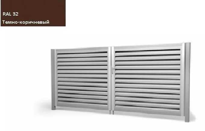 Ворота распашные Жалюзи 2,0х3,6 RR32 Темно-коричневый без заполнения GL купить в краснодаре
