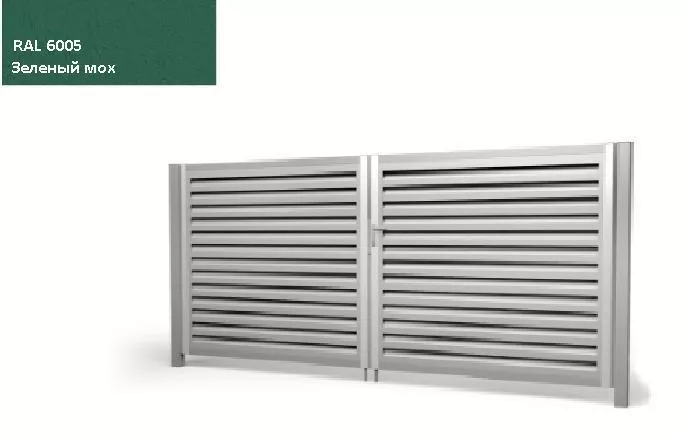 Ворота распашные Жалюзи 1,68х3,6 RAL 6005 Зеленый мох без заполнения GL купить в краснодаре