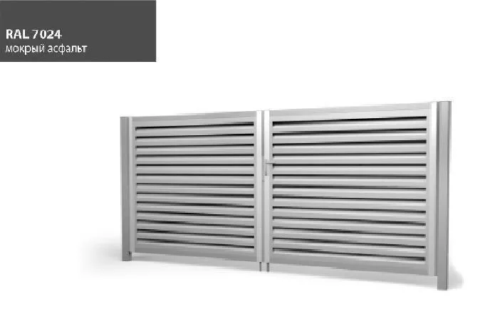 Ворота распашные Жалюзи 2,0х3,6 RAL 7024 Мокрый асфальт без заполнения GL купить в краснодаре