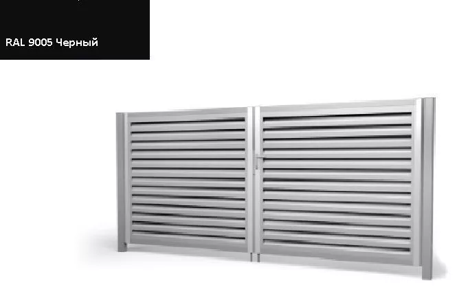 Ворота распашные Жалюзи 2,0х3,6 RAL 9005 Черный без заполнения GL купить в краснодаре