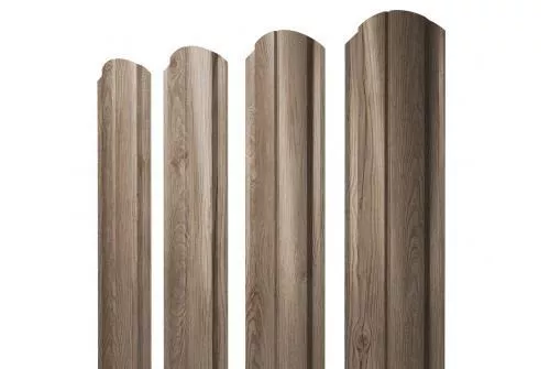 Штакетник Grand Line Slim Полукруглый фигурный 0,45 Print Elite White Wood Беленый дуб купить в краснодаре