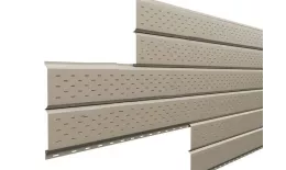 Софит металл перфорированный Металл Профиль Lбрус PE 0,45 мм RAL 1035 бежевый жемчуг купить в краснодаре