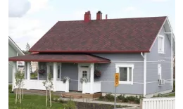 Вид на крыше.Гибкая черепица Katepal Jazzy красный