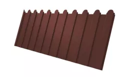 Профнастил C8 A для забора фигурный Grand Line Velur 0,5 мм с пленкой RAL 3009 оксидно-красный купить в краснодаре