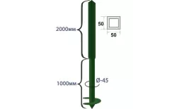 Столб Винтовой 3000мм 50х50-2000мм/d45-1000мм, для сетки ППК по каталогу RAL купить в краснодаре