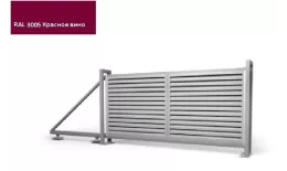 Ворота откатные Жалюзи к кирпичному столбу 2,0х4,5 RAL 3005 Красное вино GL купить в краснодаре