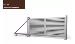 Ворота откатные Жалюзи крепление к кирпичному столбу 2,0х4,5 RR 32 Темно-коричневый GL купить в краснодаре