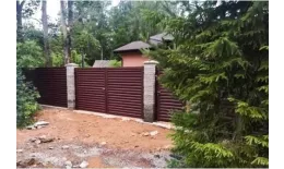 Ворота распашные Жалюзи 1,68х3,6 RAL 8017 Шоколад без заполнения GL купить в краснодаре