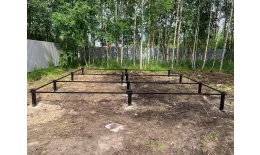 Комплект фундамента на сваях d108х2500мм для дома 6х9м, с швеллером и оголовками купить в краснодаре