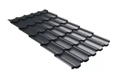 Металлочерепица Grand Line Квинта плюс 3D (Kvinta Plus 3D) 0,5 Drap TX RAL 7016 антрацитово-серый купить в краснодаре