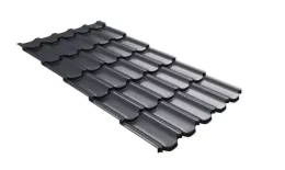 Металлочерепица Grand Line Квинта плюс 3D (Kvinta Plus 3D) 0,5 Drap TX RAL 7024 мокрый асфальт купить в краснодаре