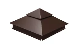 Колпак на столб двойной 390х390мм 0,45 Drap ST с пленкой RAL 8017 шоколад