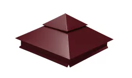 Колпак на столб двойной 390х390мм 0,5 Satin с пленкой RAL 3005 красное вино купить в краснодаре