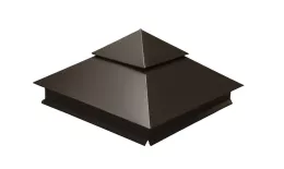 Колпак на столб двойной 390х390мм 0,5 GreenCoat Pural BT с пленкой RR 32 темно-коричневый (RAL 8019 серо-коричневый) купить в краснодаре