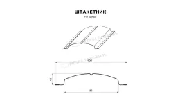 Штакетник металлический МЕТАЛЛ ПРОФИЛЬ ELLIPSE-O 19х126 (VALORI-20-DarkGrey-0.5) купить в краснодаре