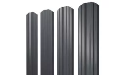 Штакетник Twin фигурный 0,5 GreenCoat Pural BT, matt RR 23 темно-серый (RAL 7024 мокрый асфальт) купить в краснодаре