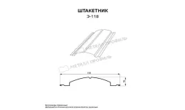 Штакетник металлический МЕТАЛЛ ПРОФИЛЬ Э-118-О (ПЭ-01-7024-0.4) купить в краснодаре