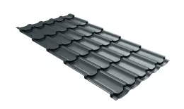 Металлочерепица Grand Line Квинта плюс 3D (Kvinta Plus 3D) 0,5 Satin RAL 7016 антрацитово-серый купить в краснодаре