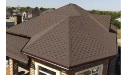 Вид на крыше. Купить гибкая черепица Docke PREMIUM Кёльн корица в Краснодаре.