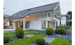 Цементно-песчаная минеральная черепица Braas вид на крыше